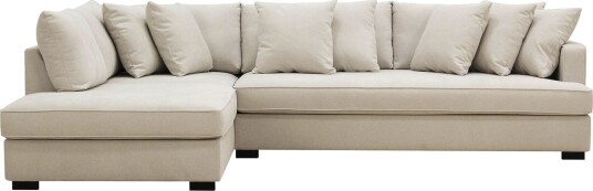 Rossita 4 seters Venstrevendt L formet Dyp Sjeselongsofa med Hel Pute i Stoff Beige Rossita 4 seters Venstrevendt L formet Dyp Sjeselongsofa med Hel Pute i Stoff Beige