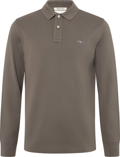 Gant Long Sleeve Polo Shirt Brown XXXL