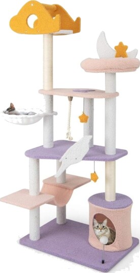 Cwy Kløestolpe Kattetre Med Kattehule Søt Katt Skrapestolpe 68 X 48 X 167 cm