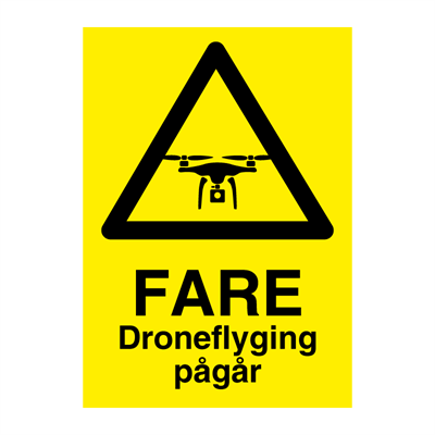 Jo Safety Droneflyging pågår skilt i refleks aluminium A3 Fare og varselskilt 6307074RAA3
