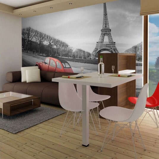 Fototapet Eiffel Tower And Red Car 250x193 - Artgeist sp. z o. o.