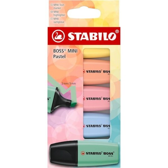 Stabilo Boss Overstrykningspenner Mini Pastell 5 pakning