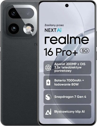 Realme 16 Pro+ 5G 6.8" Smarttelefon 12GB/512GB Grå Realme 16 Pro+ 5G 6.8" Smarttelefon 12GB/512GB Grå