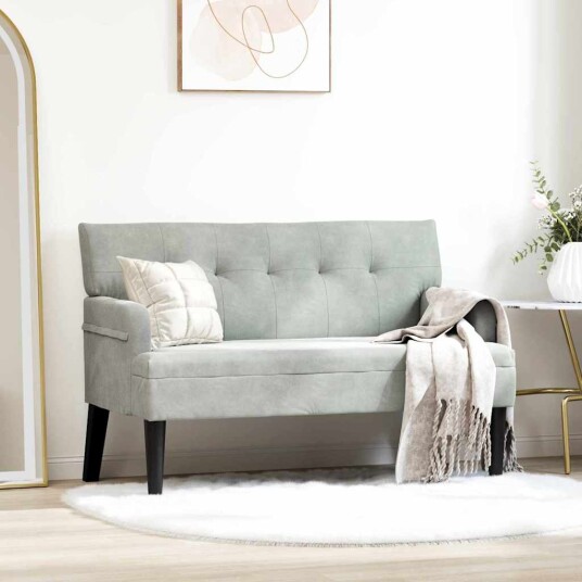 Chesterfield Benk Lysegrå 112 x 65,5 x 75 cm Fløyel