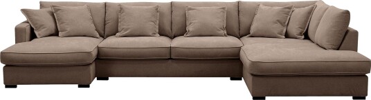 Rossita Lyx 5 seters venstrevendt U formet ekstra dyp sofa med divan og sjeselong i stoff   Mørkebrun
