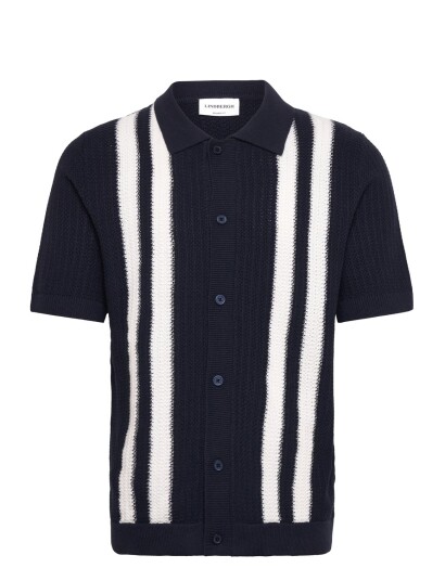 Lindbergh Knitted Polo Cardigan   Navy   M