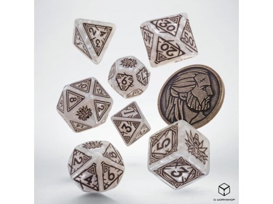 Q-Workshop The Witcher Terningsett: Geralt White Wolf