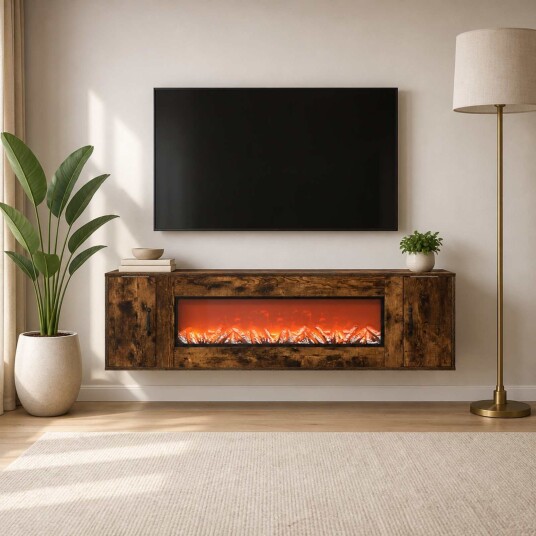 vidaXL Elektrisk peis Røkt Eik 155 x 30 x 44 cm Konstruert tre