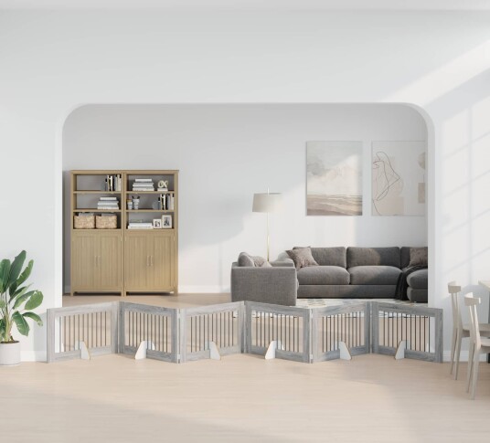 Vidaxl Foldbar Hundegitter Med Stativer 6 Stk. Grå Sonoma 602 cm