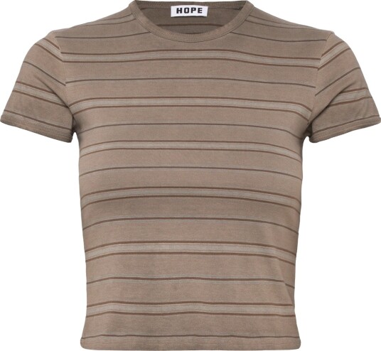 Hope Vile Tee Overdyed Beige Stripe   Brown   34