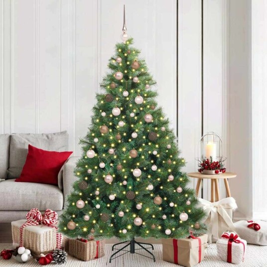  Kunstig juletre med 300 LED med stativ grønn 180 cm PE og PVC