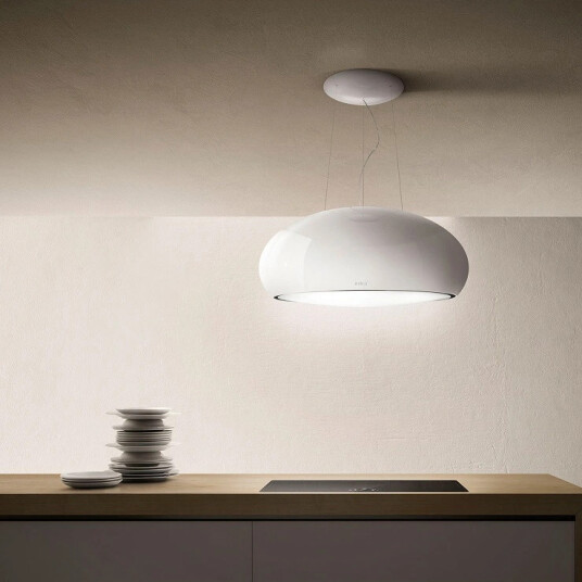 Eico Seashell 80 cm Fritthengende Ventilator med LED Belysning og Innebygd Motor Hvit