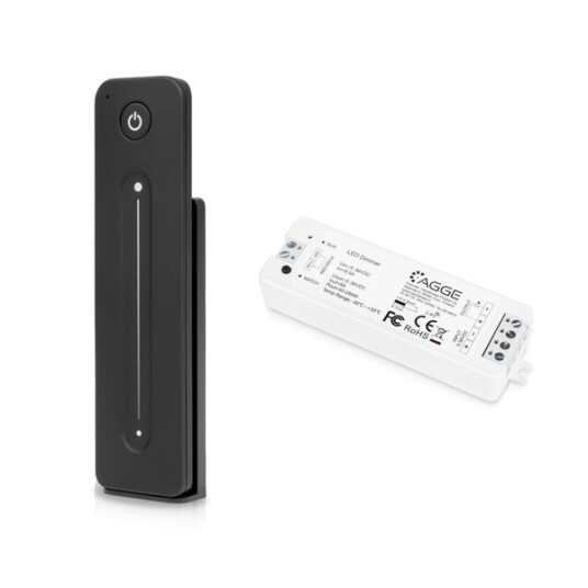 Driver for LED stripe AGGE Single Colour Controller RF 2,4 GHz Driver + Fjernkontroll Dimming Touch Slide Svart