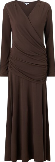 Bubbleroom - Maxikjole Drapy Maxi Dress - Brun
