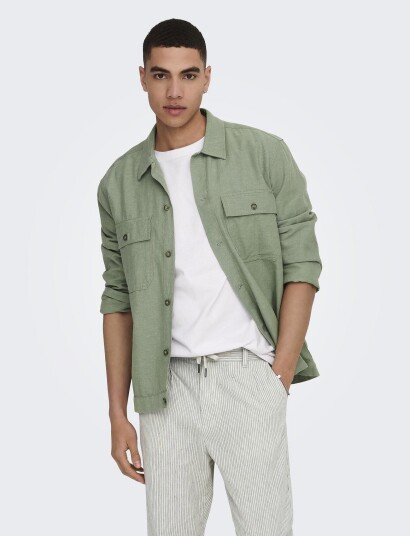 ONLY & SONS Onskennet Ls Overshirt Noos   Green   M