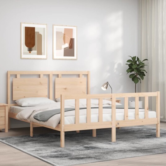 vidaXL Sengeramme med hodegavl 160x200 cm heltre 8720845973469