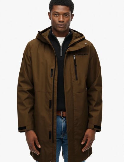 Superdry Sport Hooded Tech Fishtail Parka - Brown - L