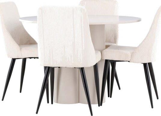 Olivia Spisegruppe 110 cm Rund med 4 Leone stoler   Beige/Beige