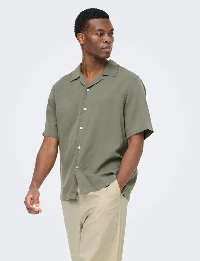 ONLY & SONS Onsperu Ss Reg Tencel Shirt Noos Khaki green S