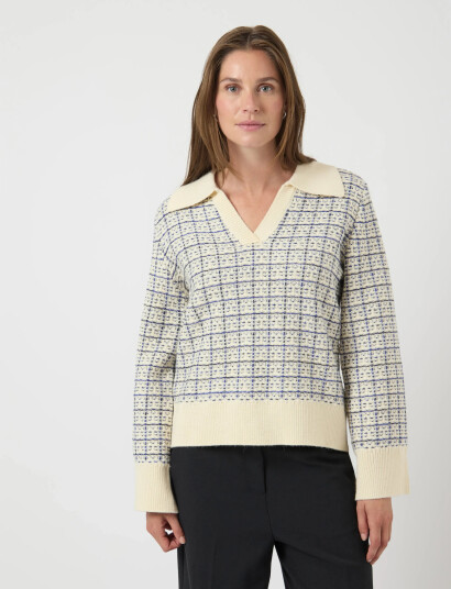 YAS Yaslivia Ls V-Neck Knit Pullover Noos - Cream - XL