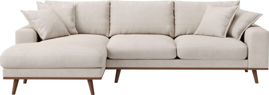 Copenhagen Premium 4 personers Venstrevendt L formet Dyb Divansofa i Stoff Beige