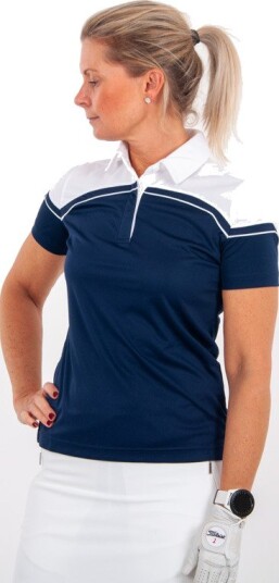 Cutter & Buck Seabeck Blå Hvit Golf pologenser dame Navy/Vit (58000) X Large