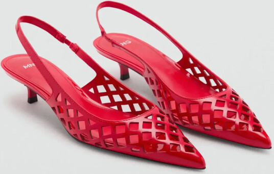 Mango Die-Cut Kitten Shoes - Red - 40