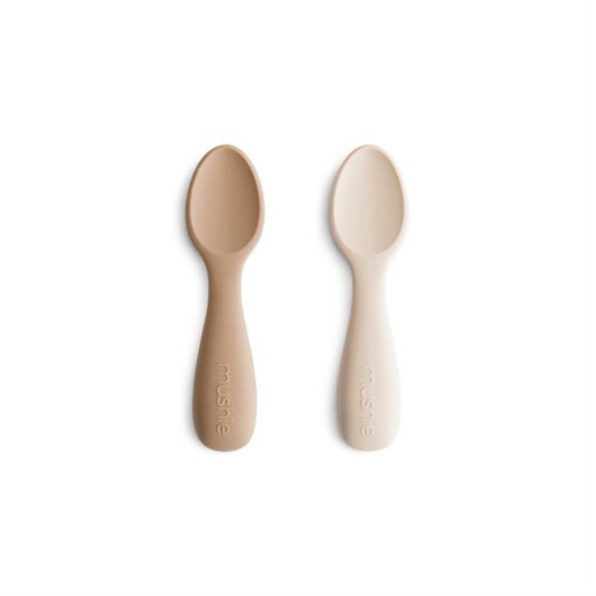 Mushie Natural/Shifting Sand Toddler Starter Skjeer 2-Pakning