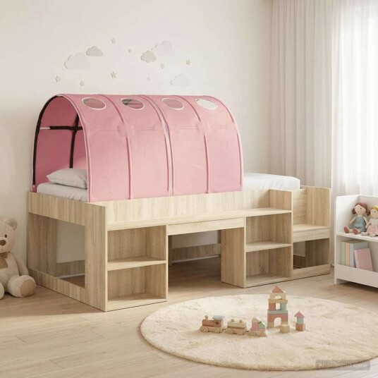  Sengestamme med tunnel 3 pcs Sonoma eik og rosa Konstruert tre