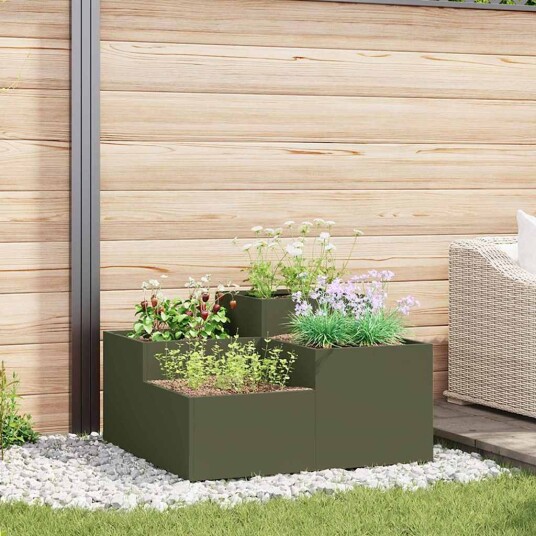 Hageplanting 100x100x48 cm Olivengrønn Stål Hageplanting 100x100x48 cm Olivengrønn Stål