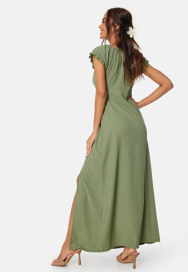 Happy Holly Structure Maxi Slit Dress Dusty green 52/54