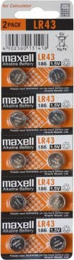 Maxell LR43 Alkalisk Batteri 10-pakning - 1,5V fjernkontroll- og knappecellebatterier