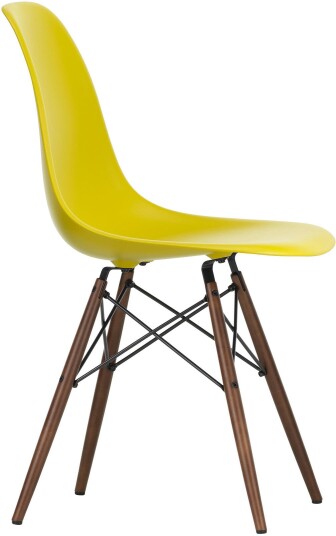 Vitra - Eames Plastic Chair Dsw 34 Mustard/dark Maple Spisestoler Charles & Ray Gul Metall/tre/plast