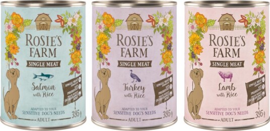 Rosie'S Farm Våtfôr Adult Single Meat Mix Og Ris Og Ris Og Ris Kalkun Lam Fisk 6 X 395 G