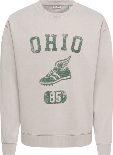 ONLY & SONS Onscreative College Rlx Wash Crew Sweat Grey XS