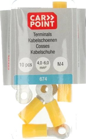 Carpoint Ringkabelsko 674 M4, 4–6 mm², Delvis Isolert Gul, 10 Stk