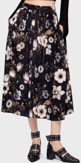 Killstar Goth Middellangt skjørt Celestial Summer Stellar Hour Midi Skirt XS til 4XL Damer svart