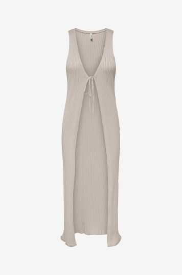 Only   Vest onlMeddi SL Tie Maxi Vest Knt   Grå