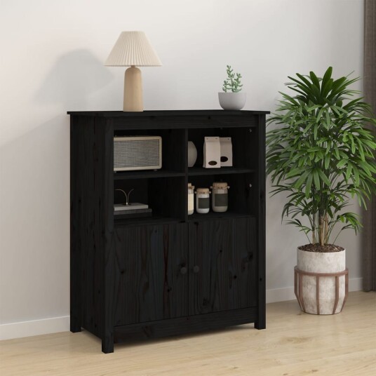 vidaXL Skjenk svart 83x41,5x100 cm heltre furu vidaXL Skjenk svart 83x41,5x100 cm heltre furu