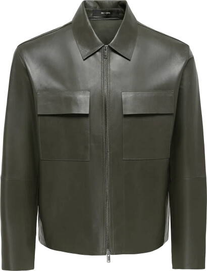 ONLY & SONS Onsearl Leather Jacket Otw Frml Khaki green S