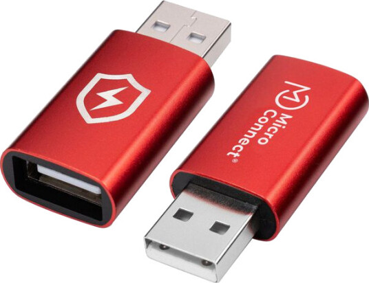 MicroConnect USB-A SafeCharge Data Blocker Adapter Rød