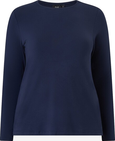 Zizzi Topp Emina L/S Blouse Blå