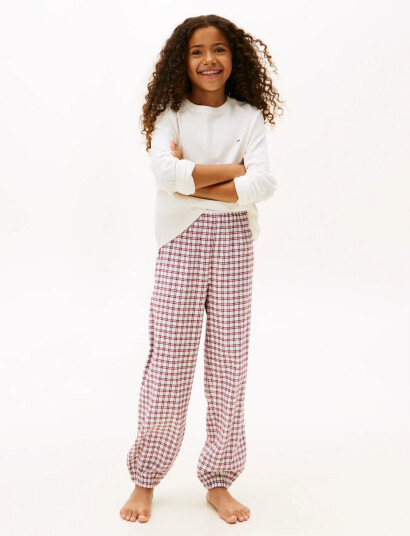 Tommy Hilfiger Ls Cuffed Pj Set Gifting - Cream - 140-152 Tommy Hilfiger Ls Cuffed Pj Set Gifting - Cream - 140-152