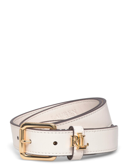 Lauren Ralph Lauren Logo Keeper Leather Skinny Belt White S Lauren Ralph Lauren Logo Keeper Leather Skinny Belt White S