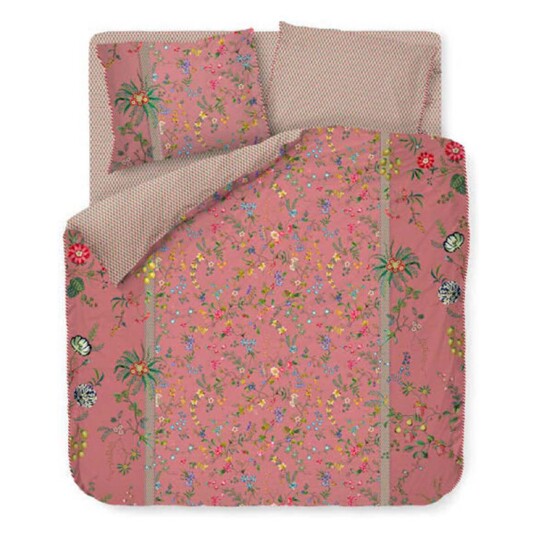 Pip Studio Sengetøy - 140x220 cm - Petites Fleur Rosa - Rosa - 2 i 1 design - 100% bomull -