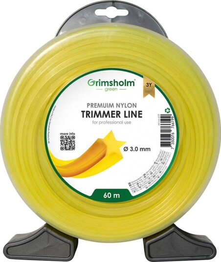 Trimmertråd Grimsholm Stjerneformet 3,0 mm 60 m gul