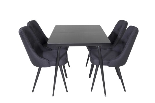 Venture Design Silar & Velvet spisegruppe Svart/svart 4 st stoler & bord 120 x 90 cm