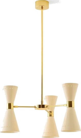 Stilnovo Megafono Taklampe 6 Gull/Elfenben