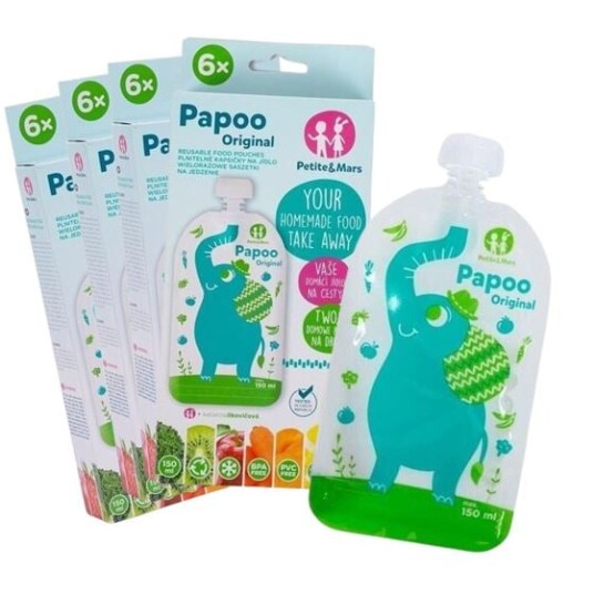 Petite&Mars Papoo Gjenbrukbare Smoothieposer 24stk 150ml Petite&Mars Papoo Gjenbrukbare Smoothieposer 24stk 150ml