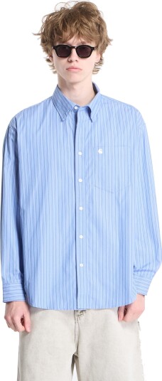 Skjorte Carhartt WIP L/S Keene Shirt UNISEX Keene Stripe Curacao XXL